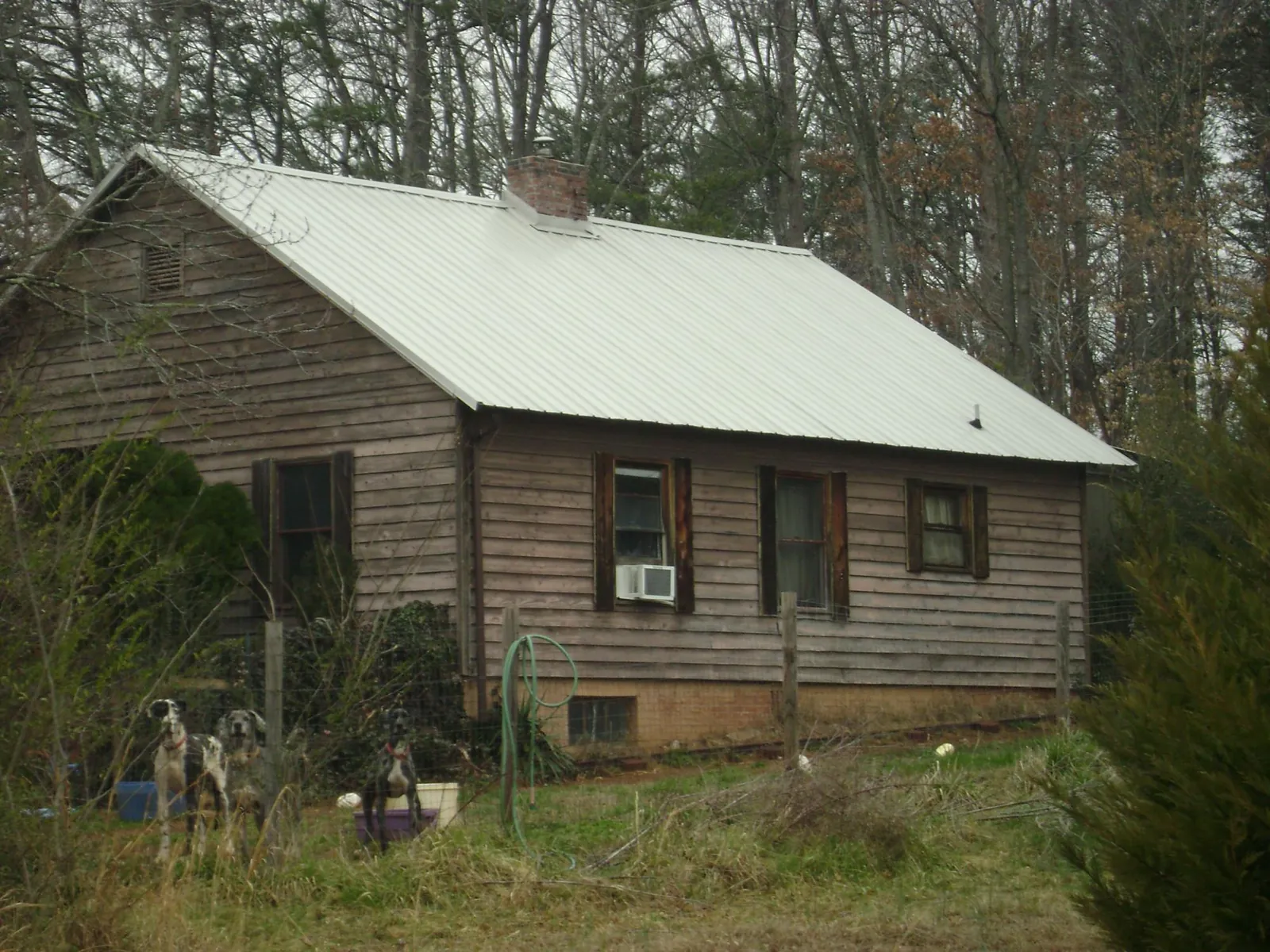 White metal roof on an old wood sided farmhouse, from a Metal Roof Installation job in Golden Valley
